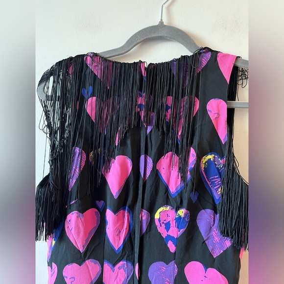 VERSACE X H&M 100% Silk Pink Heart Fringe Mini Dress - 6 - Picture 8 of 11